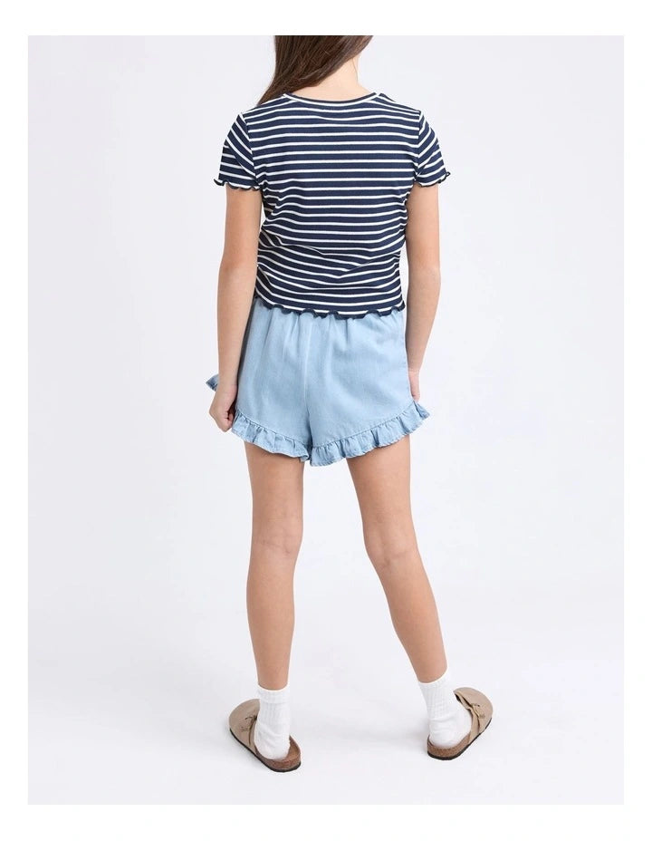 Issy Rib Tee in Navy (Size 8-14)