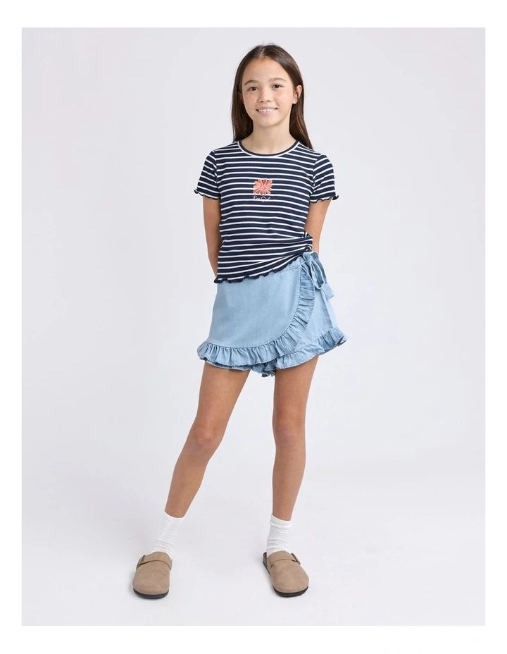 Issy Rib Tee in Navy (Size 8-14)