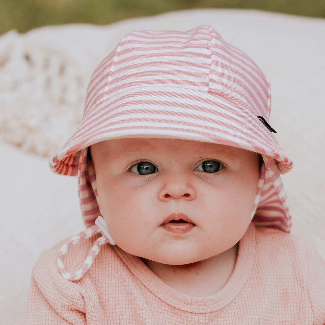 Legionnaire Flap Sun Hat - Pink Stripe
