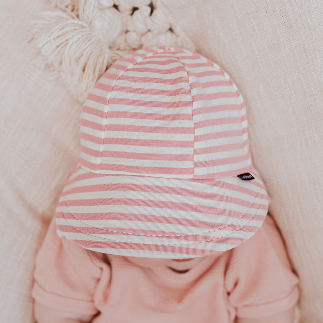Legionnaire Flap Sun Hat - Pink Stripe