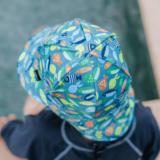 Kids Swim Legionnaire Flap Beach Hat - Pisces