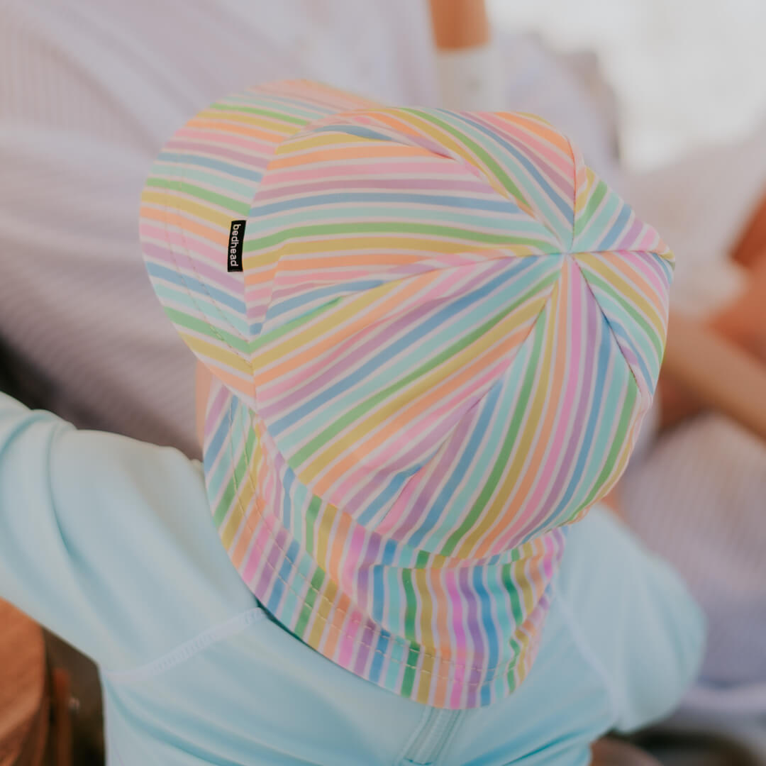 Kids Swim Legionnaire Beach Hat - Rainbow Stripe