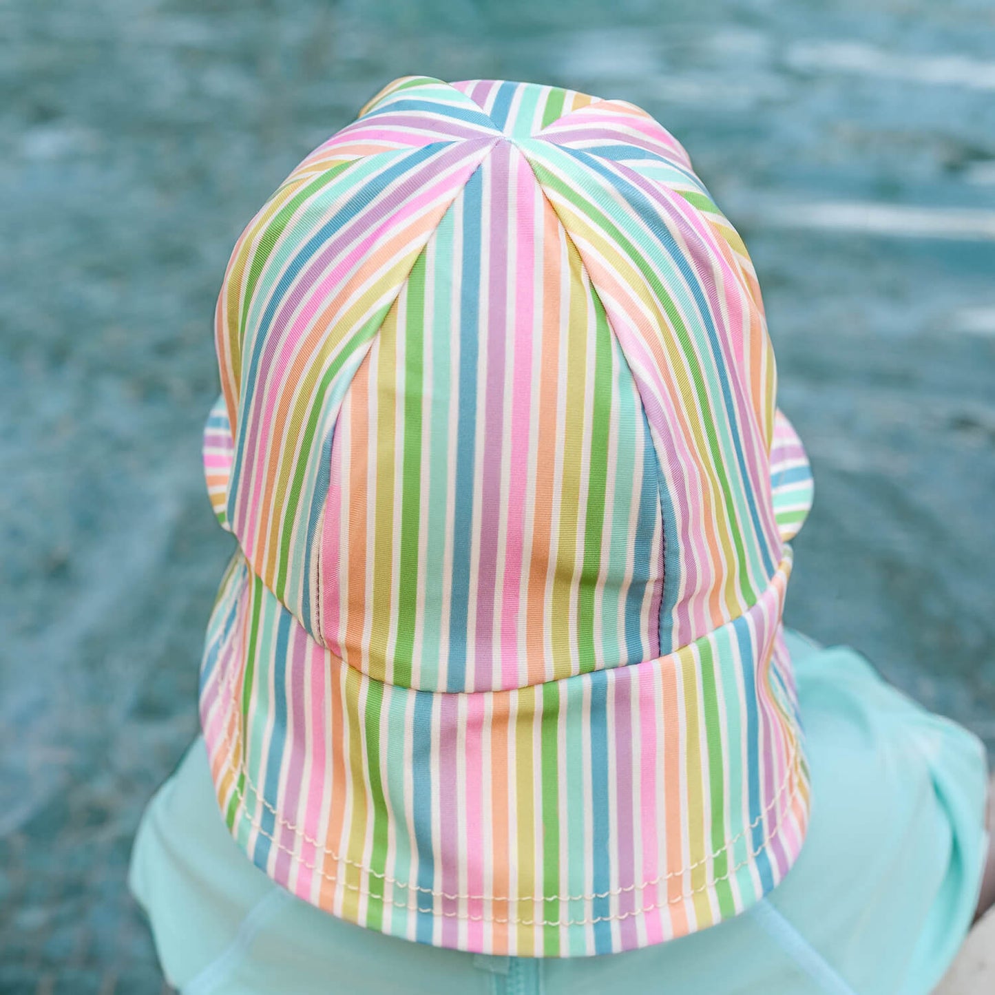 Kids Swim Legionnaire Beach Hat - Rainbow Stripe