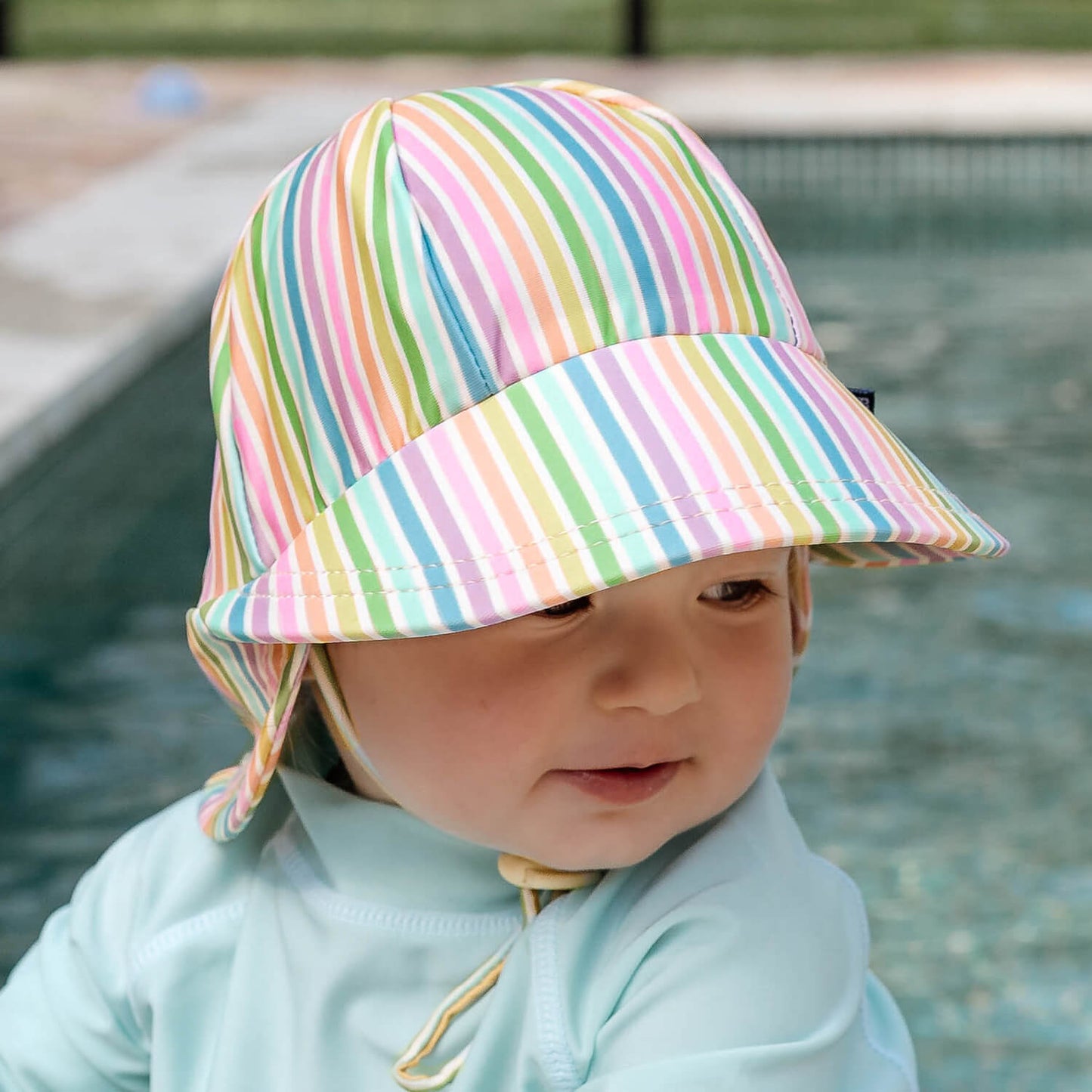 Kids Swim Legionnaire Beach Hat - Rainbow Stripe