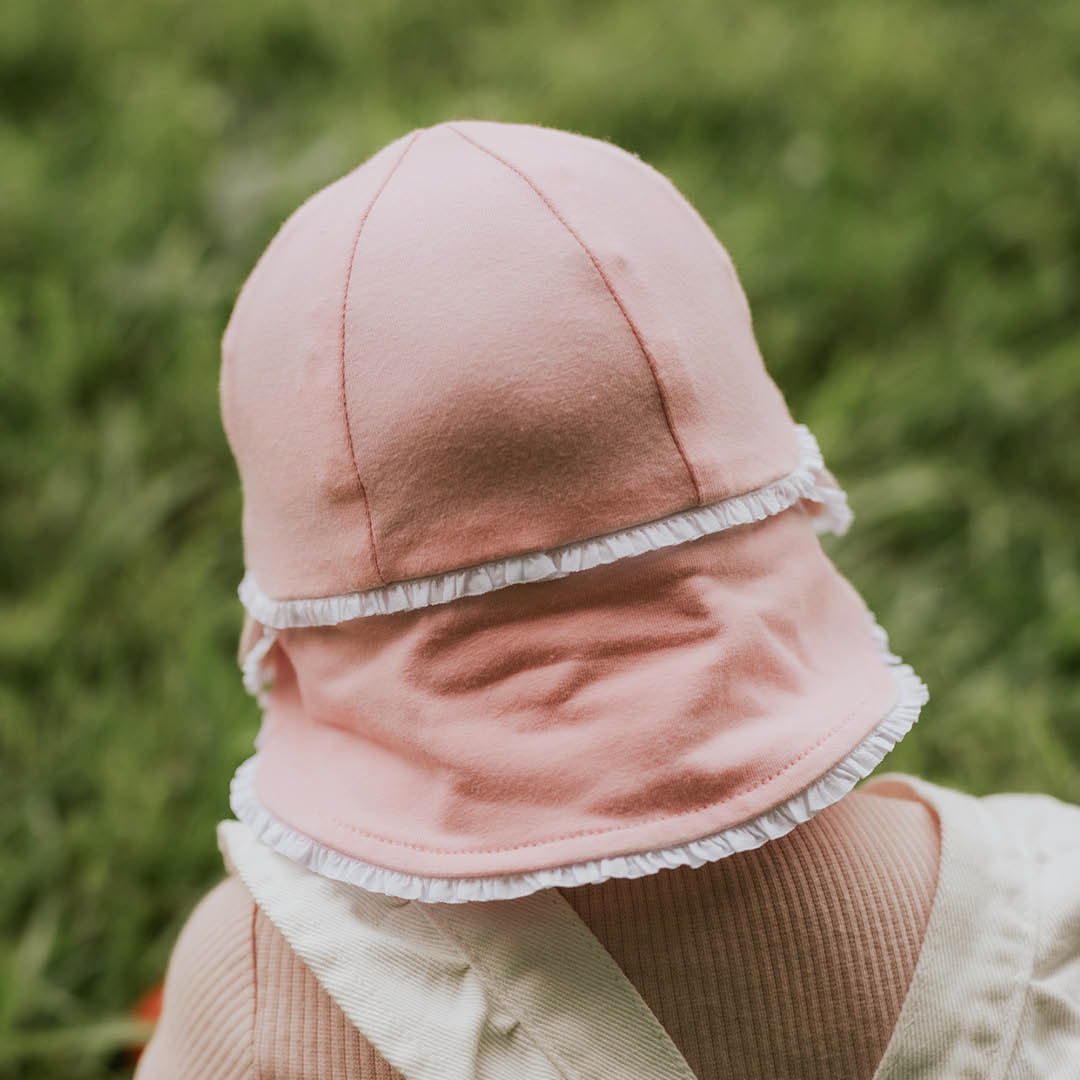 Ruffle Trim Legionnaire Flap Hat in Blush