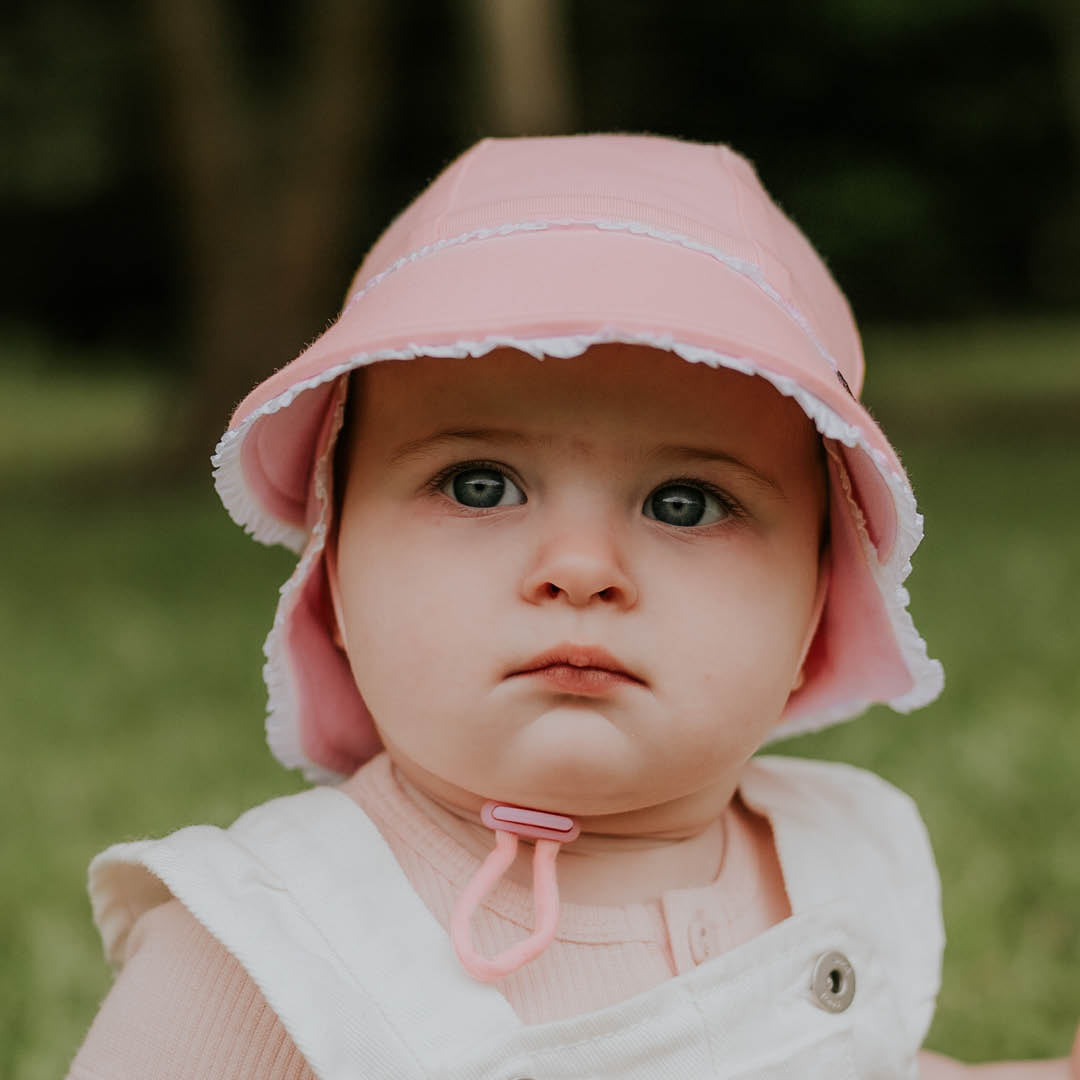 Ruffle Trim Legionnaire Flap Hat in Blush