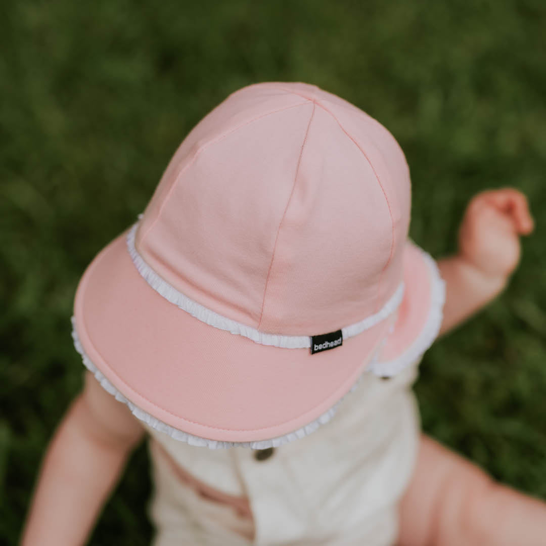 Ruffle Trim Legionnaire Flap Hat in Blush