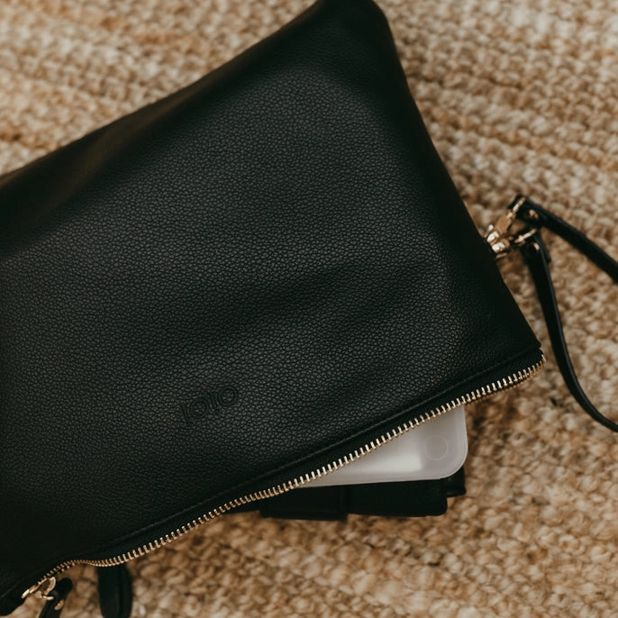 Nappy Changing Pouch - Black Vegan Leather