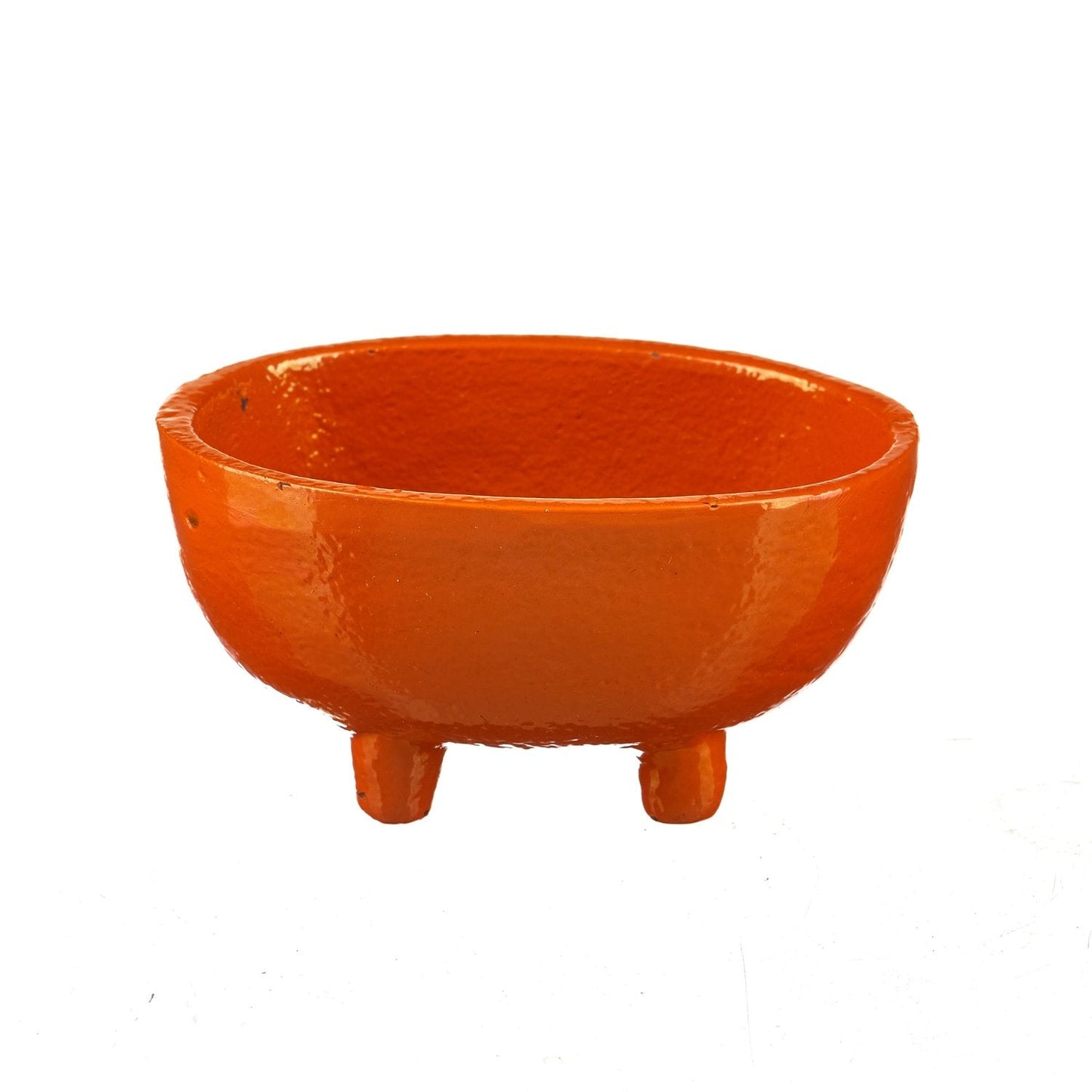 Orange Oval Cast Iron Cauldron