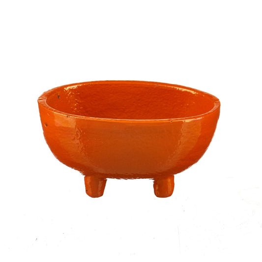 Orange Oval Cast Iron Cauldron