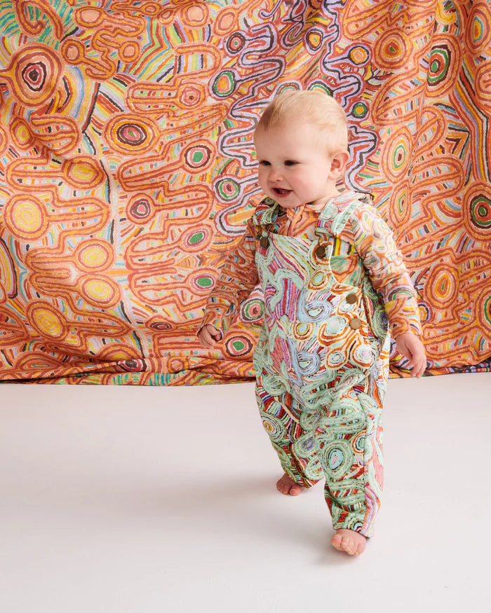 Ngayuku Ngura Sage Baby Quilted Fleece Overalls
