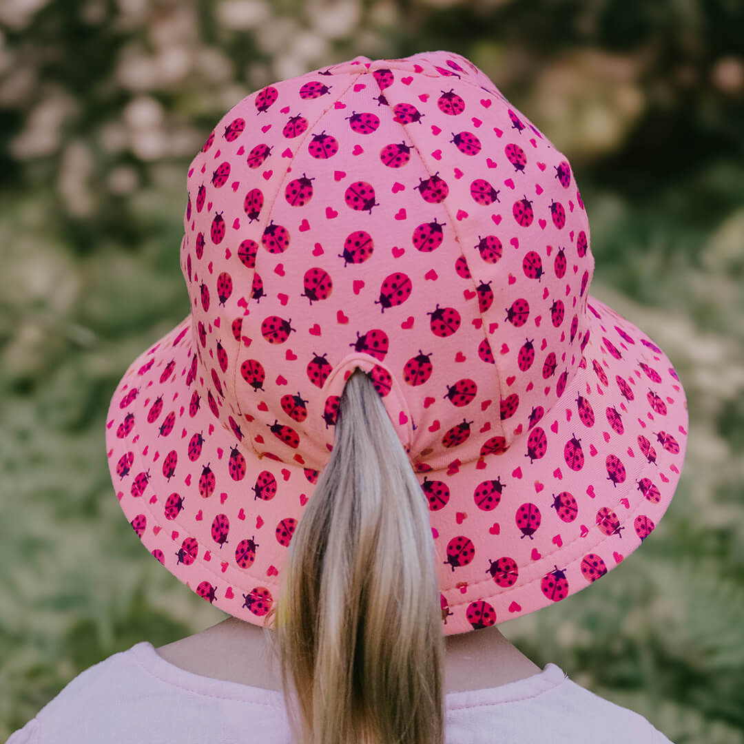 Ponytail Bucket Sun Hat - Ladybug
