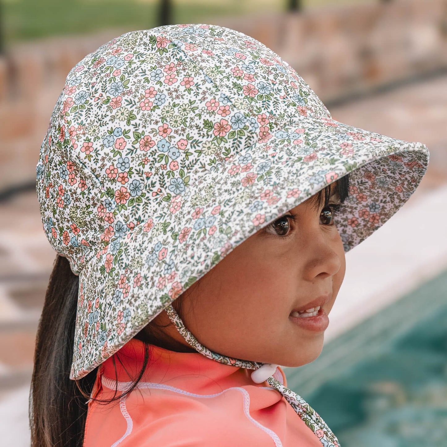 Ponytail Swim Bucket Beach Hat - Olivia