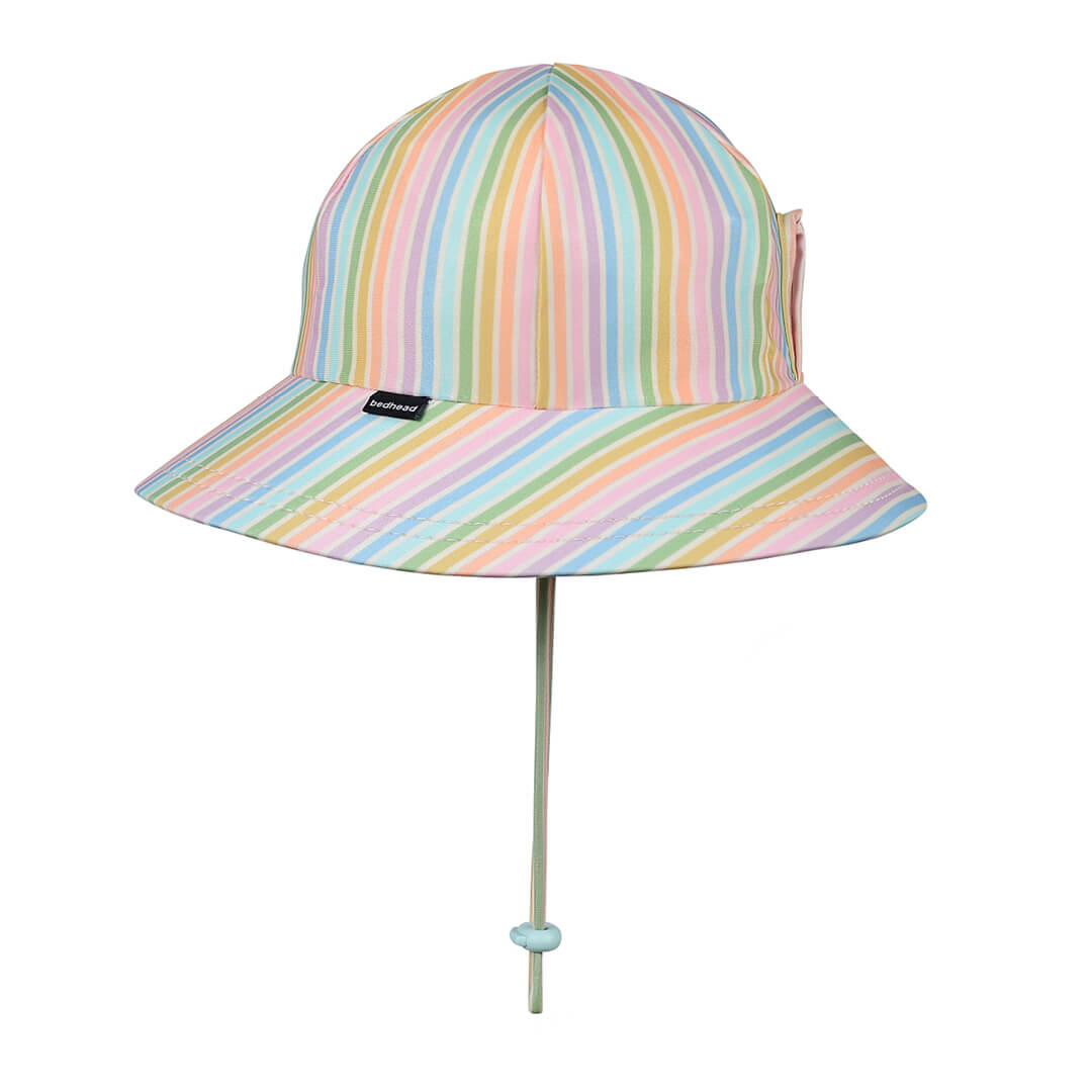 Ponytail Swim Bucket Beach Hat - Rainbow