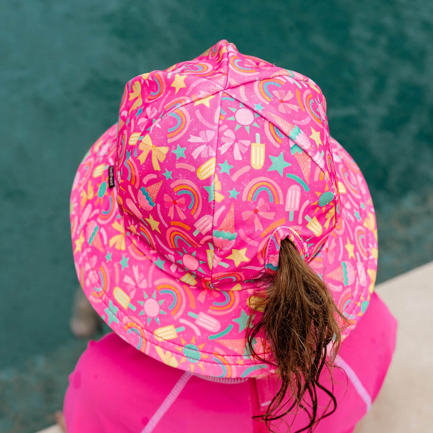 Ponytail Swim Bucket Beach Hat - Summertime
