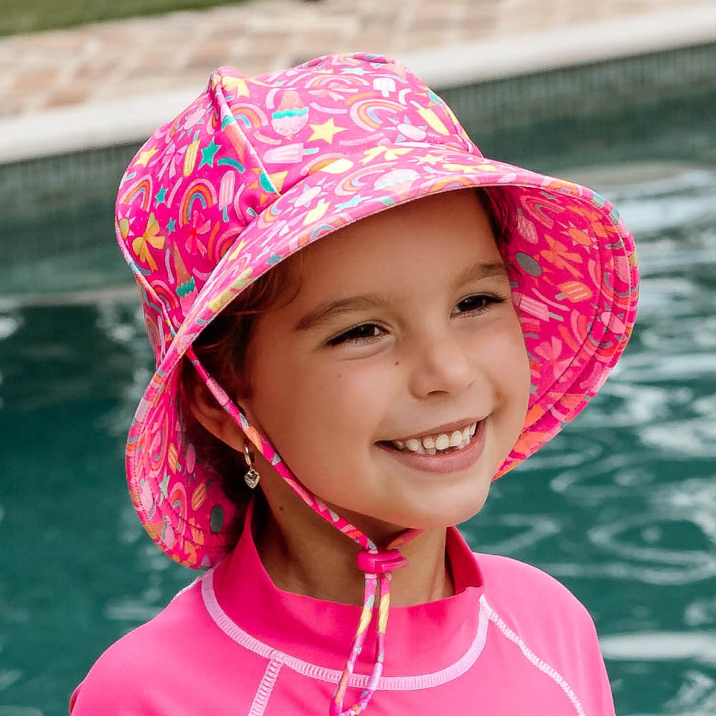 Ponytail Swim Bucket Beach Hat - Summertime