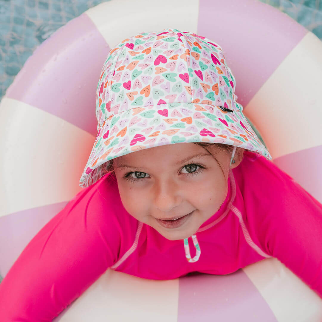 Ponytail Swim Bucket Beach Hat - Sweetheart