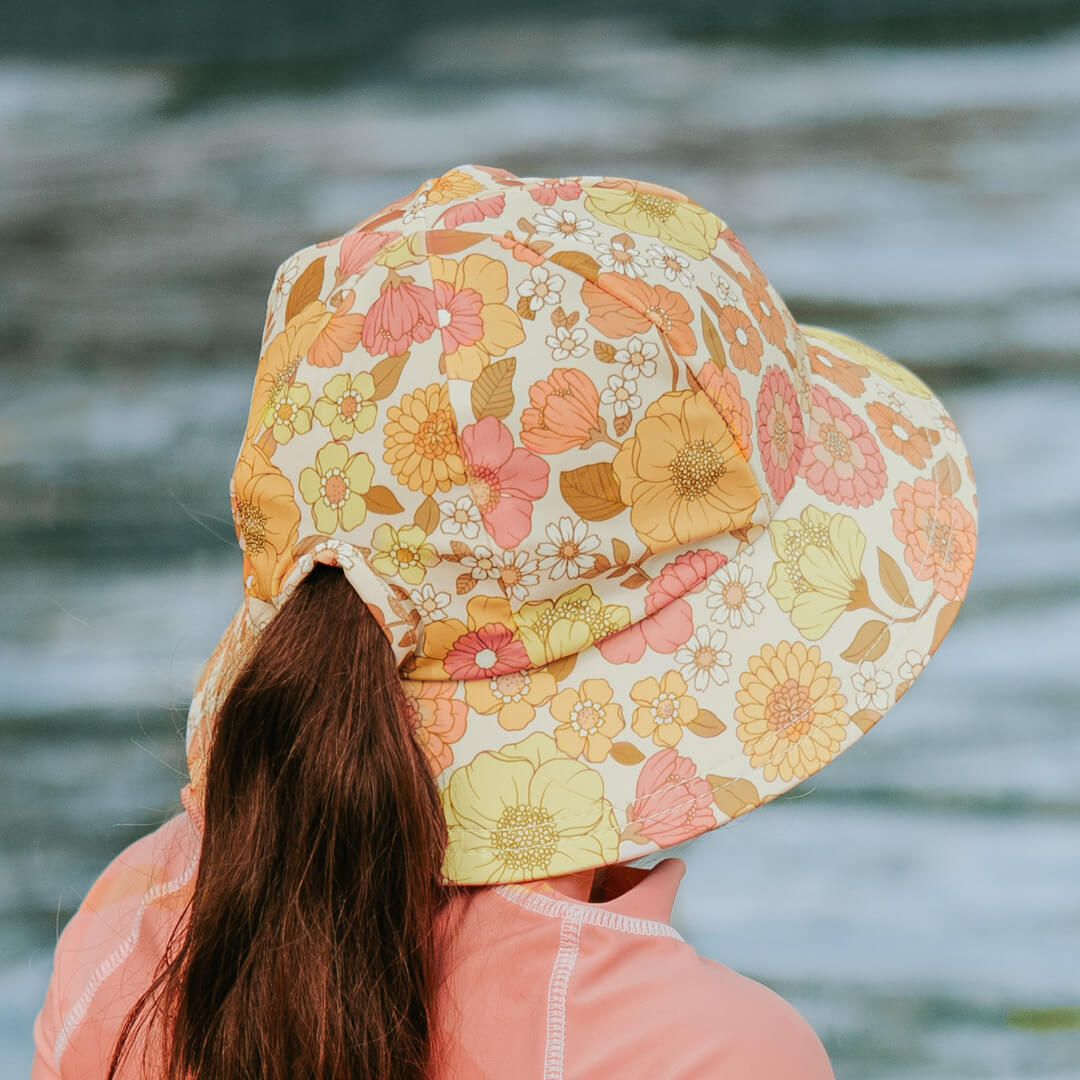 Ponytail Swim Bucket Beach Hat - Floral Tallulah
