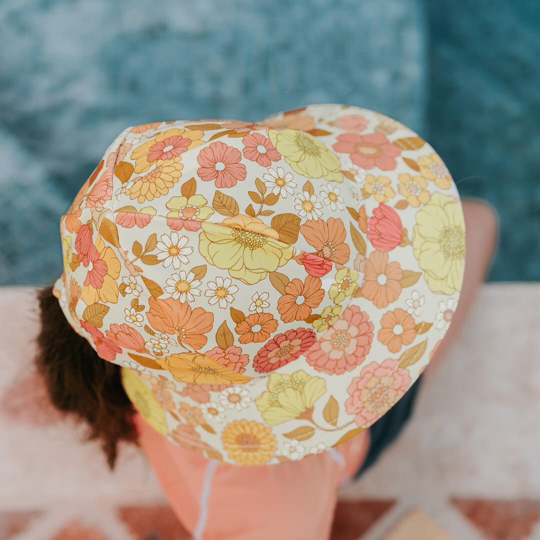 Ponytail Swim Bucket Beach Hat - Floral Tallulah