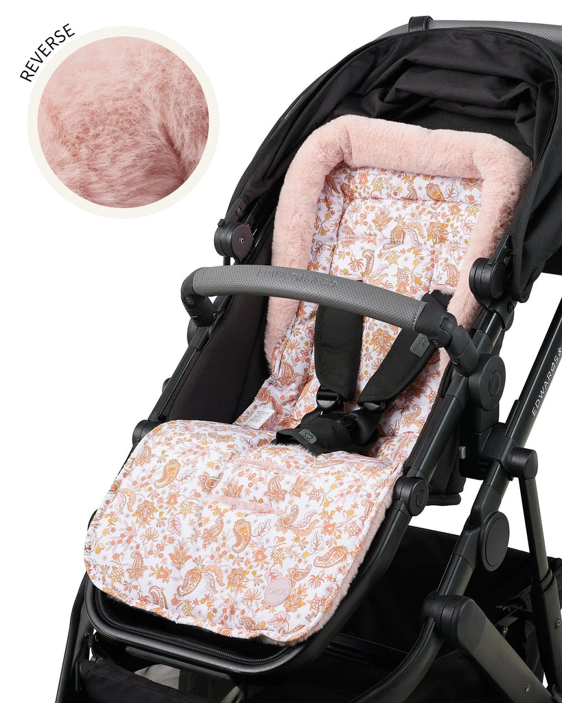 Cozy Fleece Pram Liner Peach Paisley Sugar Spice The Baby Shop