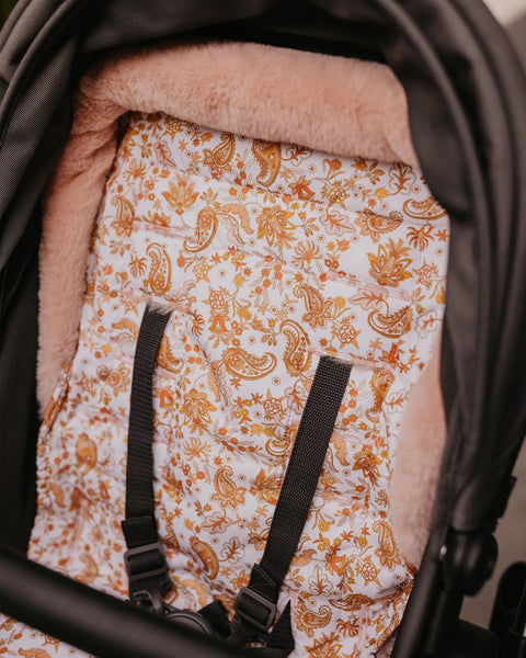 Cozy Fleece Pram Liner - Peach Paisley