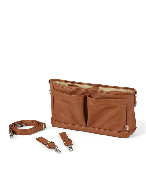 Faux Leather Stroller Organiser/Pram Caddy - Tan