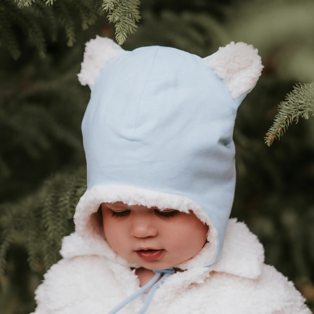 Fleecy Baby Beanie - Baby Blue Marle