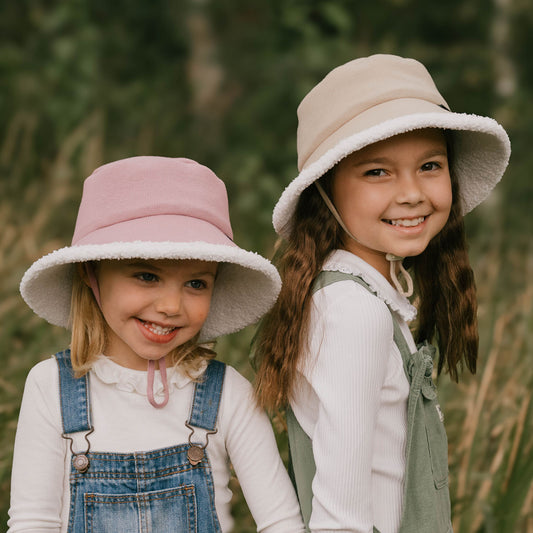 Rib Fleece Lined Bucket Sun Hat - Oatmeal