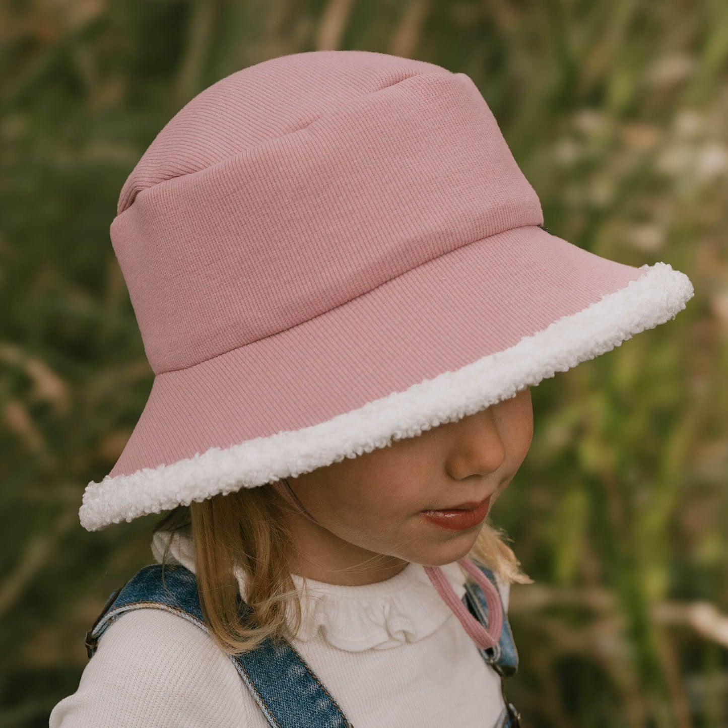 Rib Fleece Lined Bucket Sun Hat - Rosewood