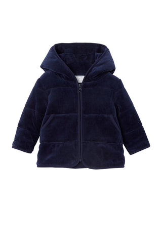 Navy Velour Hooded Baby Jacket - Lucky Last! (Size 0-3m)