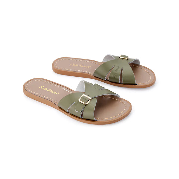 Ladies Salt Water Sandal Slides in Olive