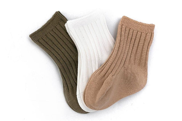 Ribbed Cotton Crew Socks in Assorted Colours