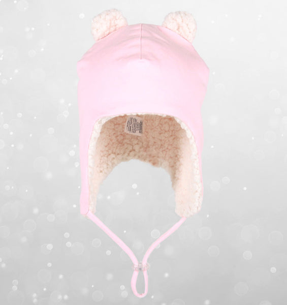 Teddy Fleecy Beanie in Baby Pink Marle