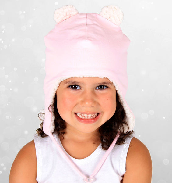 Teddy Fleecy Beanie in Baby Pink Marle