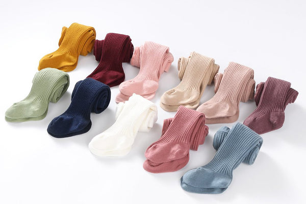 Classic Cotton Ribbed Tights - Assorted Colours