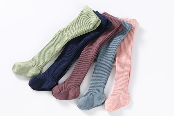 Classic Cotton Ribbed Tights - Assorted Colours