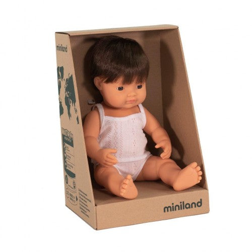 Miniland Doll Caucasian Boy Brunette - 38cm