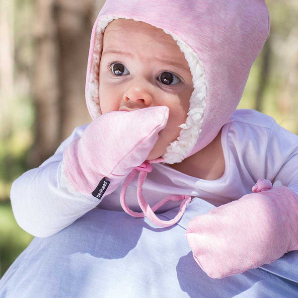 Fleecy Infant Mittens in Baby Pink Marle