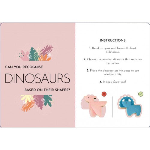 Dinosaurs 40 Piece Puzzle with Wooden Animals and Book Set