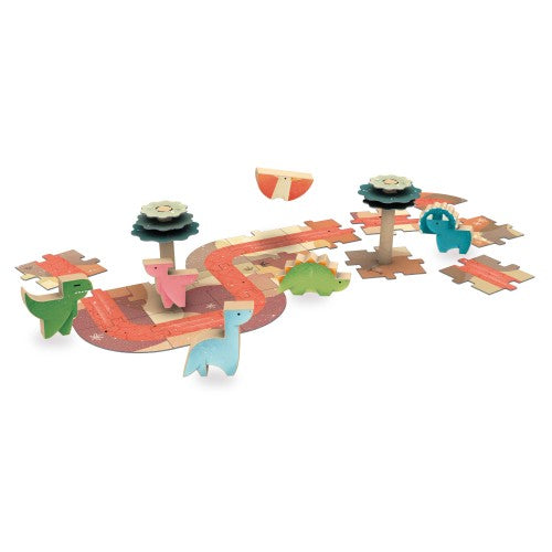 Dinosaurs 40 Piece Puzzle with Wooden Animals and Book Set