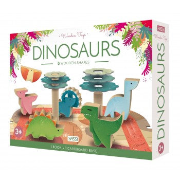 Dinosaurs 40 Piece Puzzle with Wooden Animals and Book Set