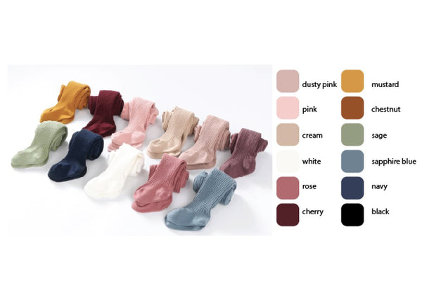 Classic Cotton Ribbed Tights - Assorted Colours