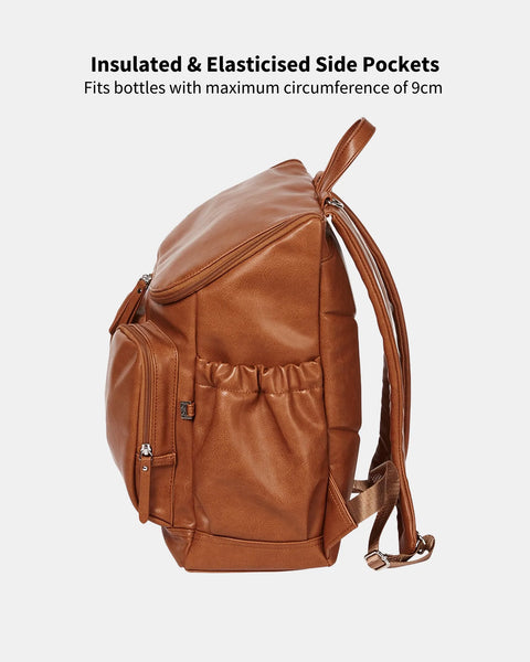Oi Oi Faux Leather Nappy Backpack in Tan