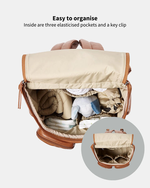 Oi Oi Faux Leather Nappy Backpack in Tan