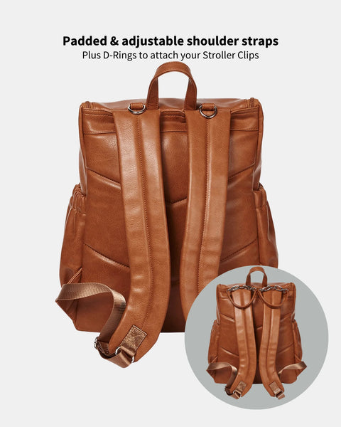 Oi Oi Faux Leather Nappy Backpack in Tan