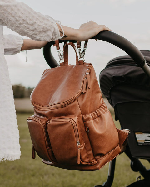 Oi Oi Faux Leather Nappy Backpack in Tan