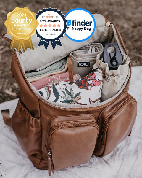 Oi Oi Faux Leather Nappy Backpack in Tan