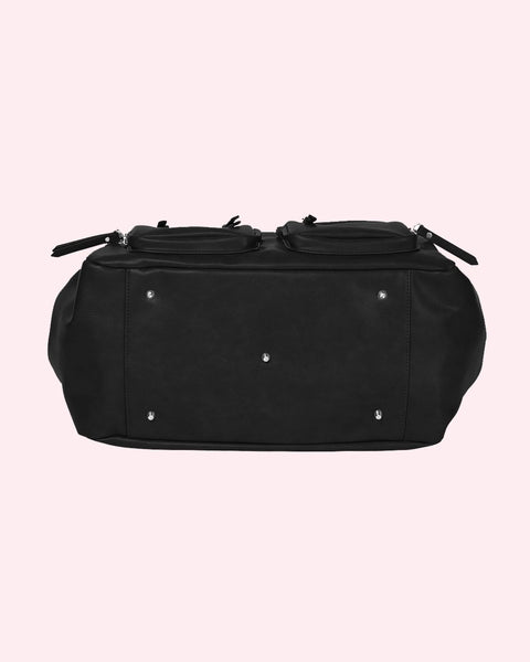 Faux Leather Carry All Nappy Bag in Black