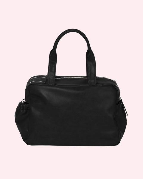 Faux Leather Carry All Nappy Bag in Black