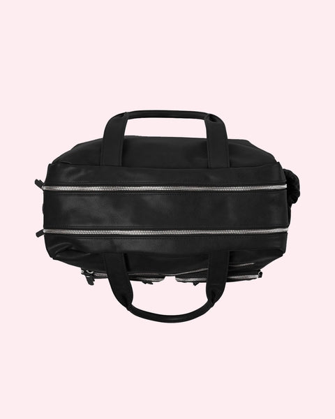 Faux Leather Carry All Nappy Bag in Black